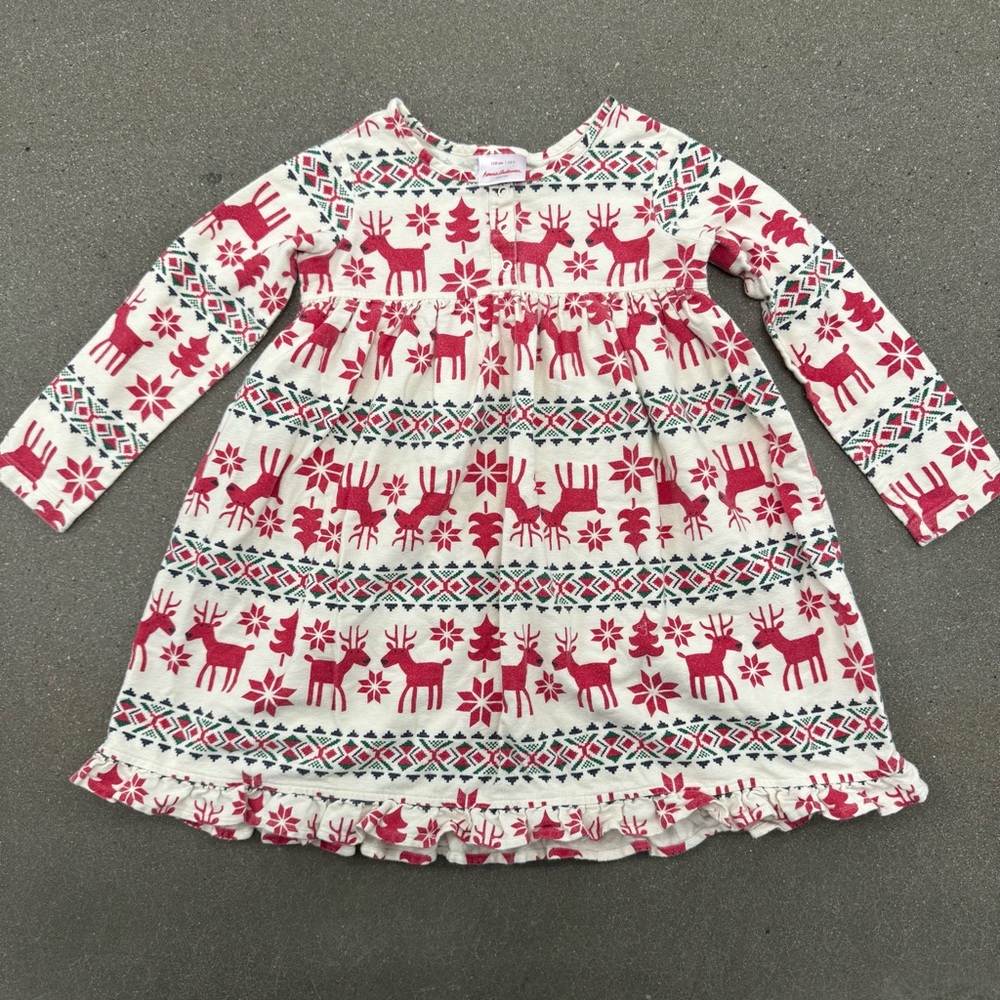 Hanna Andersson Red and White Kids Holiday Dress Size 110 cm / 5 years
